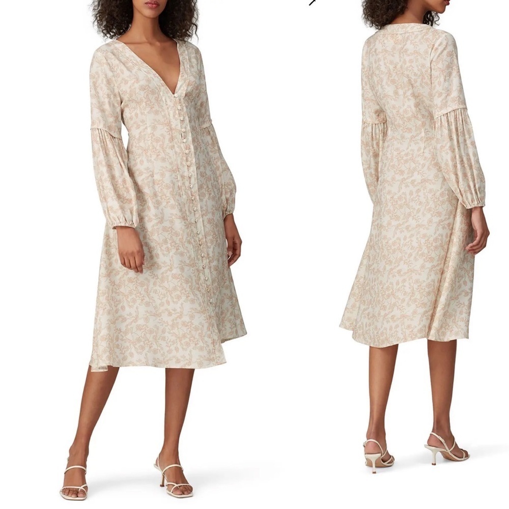 SANCIA The Maryse cream pink midi Dress sz L